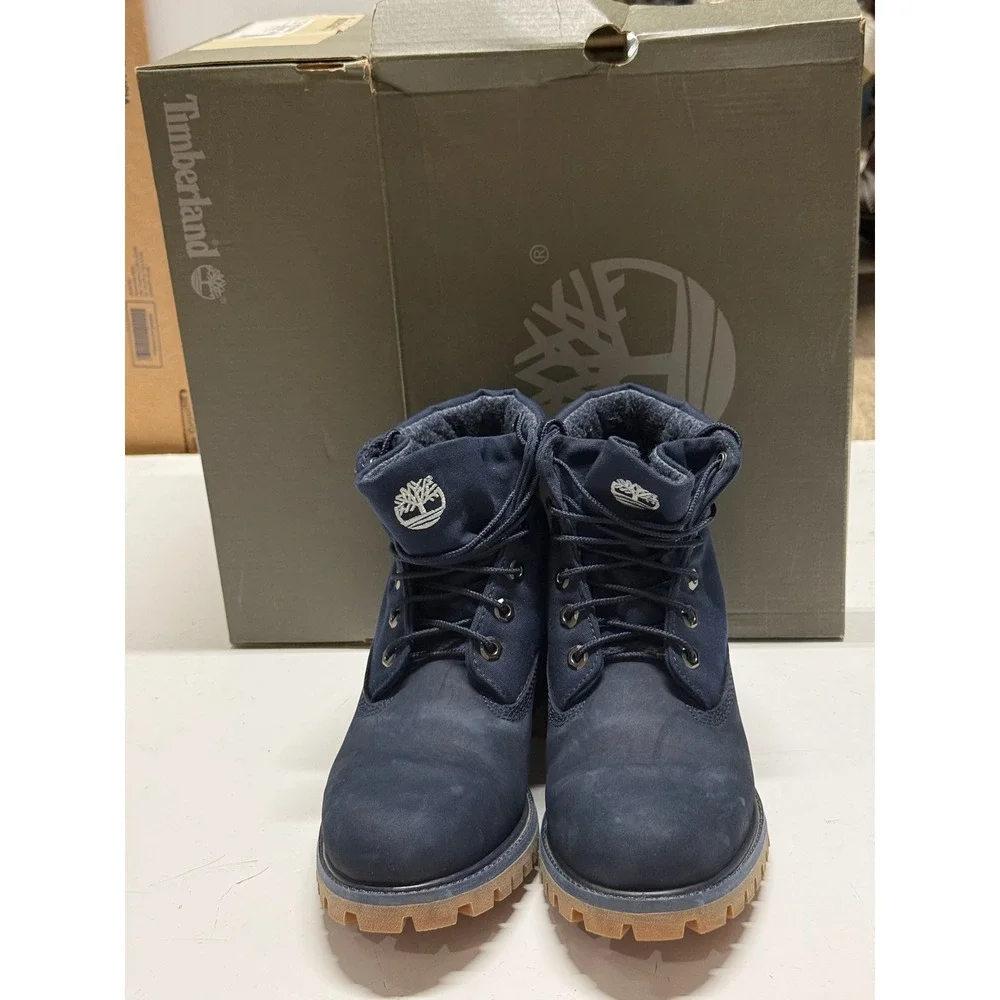 Timberland Roll Top Navy Blue Nubuck Leather Boots Mens 7.5 TB0A17BM‎